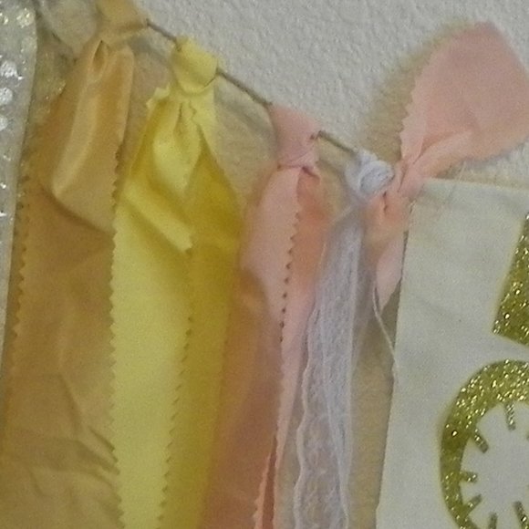1 Year Old Birthday Boho Ribbon Swag High Chair Garland - Picture 6 of 8